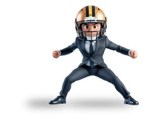 Clipart of a suited businessman in a football helmet—perfect for sports business, entrepreneurship, or athletic marketing presentations.