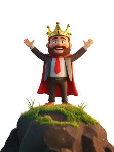 Cartoon business king clipart celebrating success—great for presentations on leadership, motivation, and executive achievement.