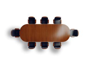 Clipart of a polished boardroom table with executive chairs—ideal for slides on meetings, teamwork, business strategy, and collaboration.