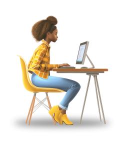 Use this stylish woman at computer desk clipart in PowerPoint to highlight remote work, tech careers, and women in modern digital roles.