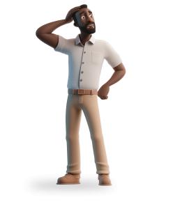 Use this cartoon worried man clipart to highlight themes like decision-making, stress management, or mental overload in presentations.