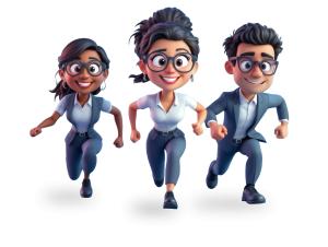 Download this clipart of business professionals running forward. Great for teamwork, deadlines, success, and high-energy business concepts.