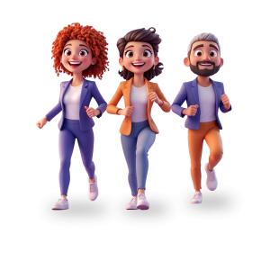 Download this lively presentation clipart featuring animated businesspeople running together to inspire teamwork.