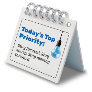 Use or customize this desk calendar image with a motivational message to boost focus, encourage productivity, and support time management presentations.