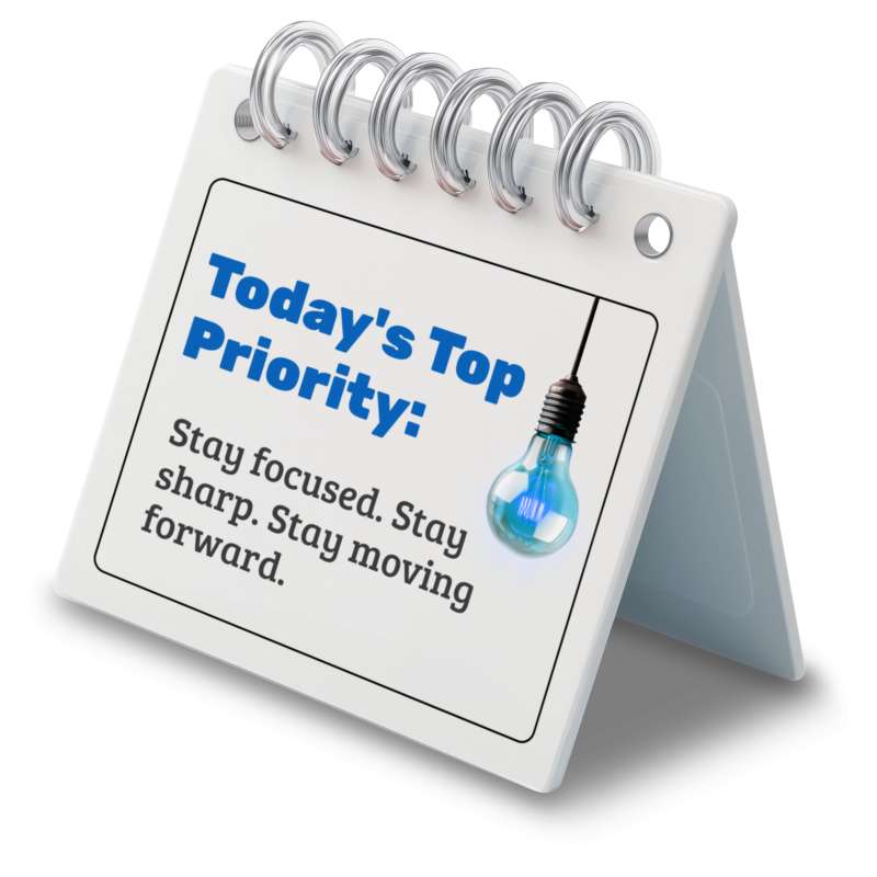 This Presentation Clipart shows a preview of Motivational Desk Calendar Message for Workplace Focus
