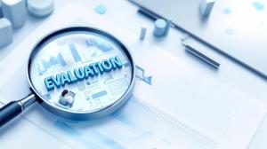 Magnifying glass background with charts and graphs for performance evaluations, business metrics, and workplace analysis presentations..