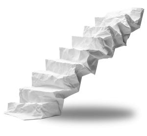 Use this abstract crumpled paper staircase clipart to illustrate creativity, personal growth, and overcoming challenges in your presentations.