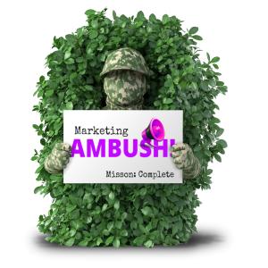 Use this camouflaged soldier clipart with a blank sign to represent guerrilla marketing, hidden branding, or subtle communication in presentations.