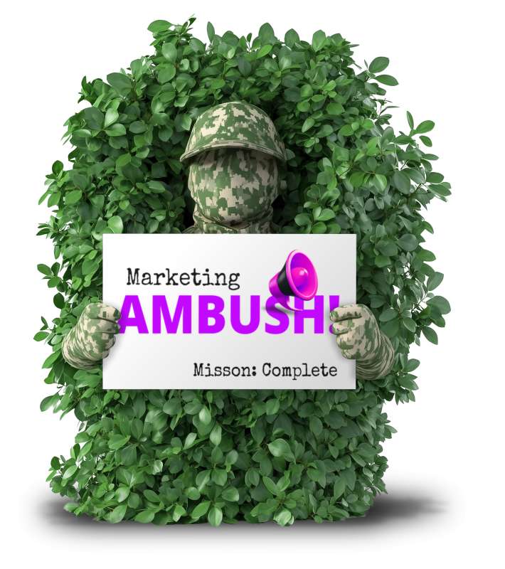 This Presentation Clipart shows a preview of Guerrilla Marketing Camouflage Clipart with Custom Sign