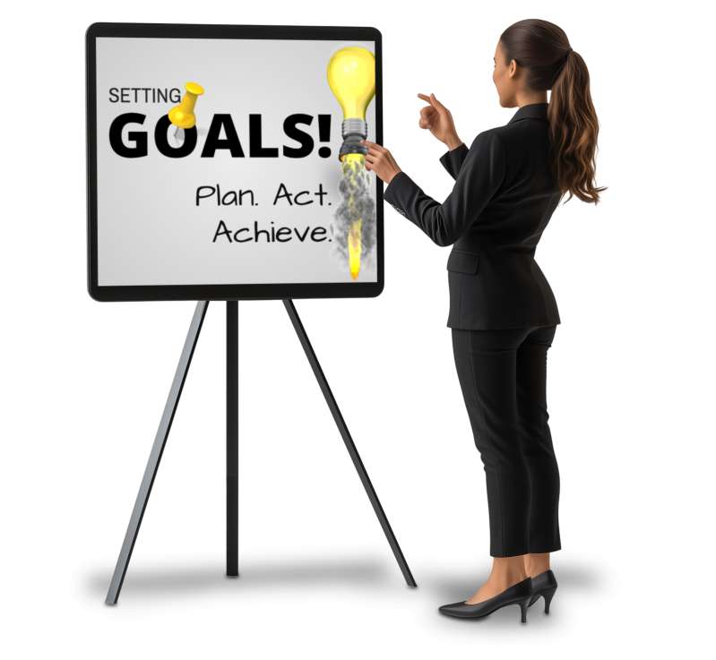 This Presentation Clipart shows a preview of Woman With Sign Board