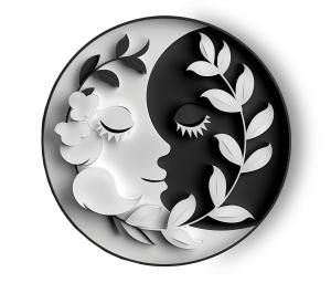 Elegant sun and moon yin and yang clipart symbolizing dualism, harmony, and natural balance for cultural, spiritual, and relationship-themed presentations.