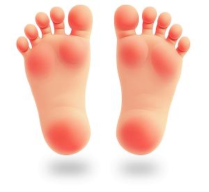 A cartoon-style illustration of a pair of human feet, showcasing a playful and friendly design.