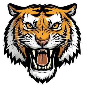Use this fierce tiger head clipart to represent power, courage, and branding in sports, business, or cultural presentations.