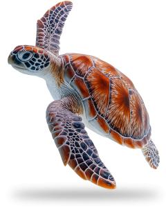 Beautiful sea turtle clipart with detailed shell and flippers. Perfect for presentations on ocean life, nature, wildlife, and conservation.