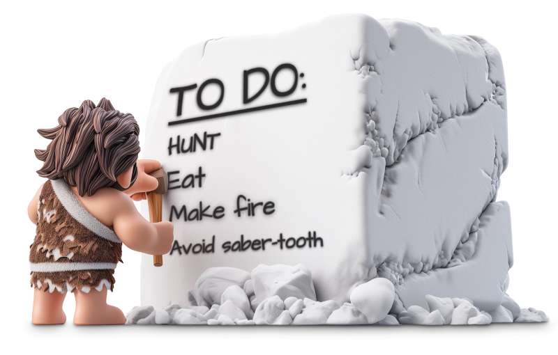 This Presentation Clipart shows a preview of Customizable Caveman To-Do List Clipart