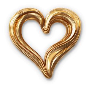 This image depicts a heart made of gold, symbolizing kindness and generosity.
