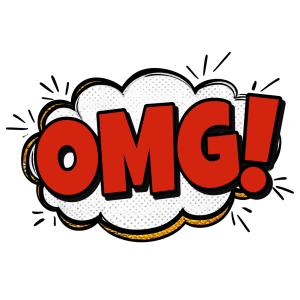 Download this playful OMG presentation clipart to express excitement in your slides.