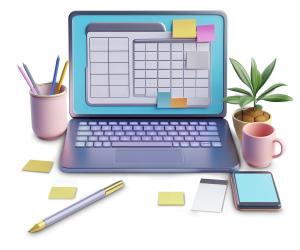 Download this modern workspace presentation clipart to inspire productivity in your slides.