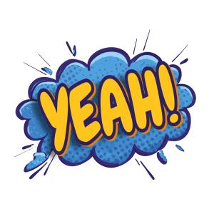Download this energetic Yeah Cartoon Bubble presentation clipart to customize your message with flair.