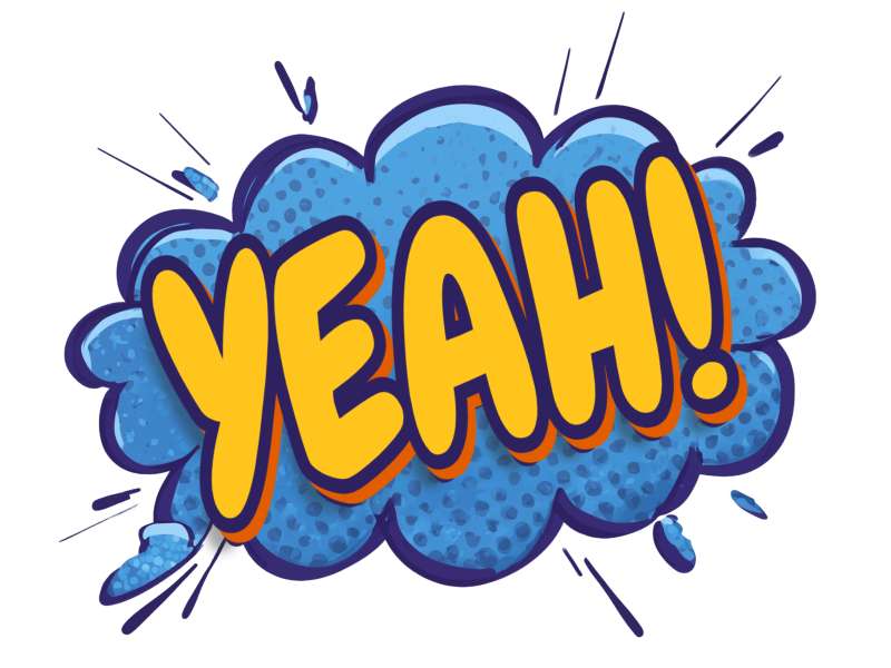 This Presentation Clipart shows a preview of Yeah Cartoon Bubble