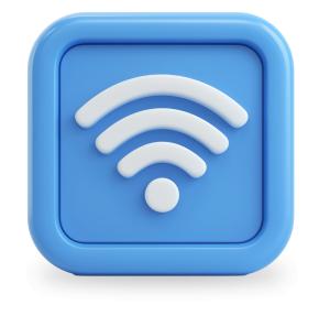 Blue square Wi-Fi icon representing wireless internet connection. Perfect for technology, communication, online, and connectivity themes.