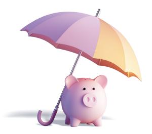 Download this Clipart of a piggy bank under an umbrella. Perfect for savings, financial protection, insurance, money security, and investment themes.