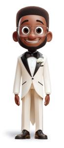 Download this clipart of a smiling cartoon groom in a tuxedo. Perfect for weddings, marriage, love, vows, celebrations, and romantic themes.