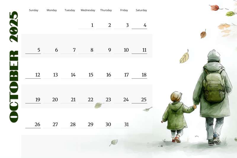 This Presentation Clipart shows a preview of Autumn Walk Calendar