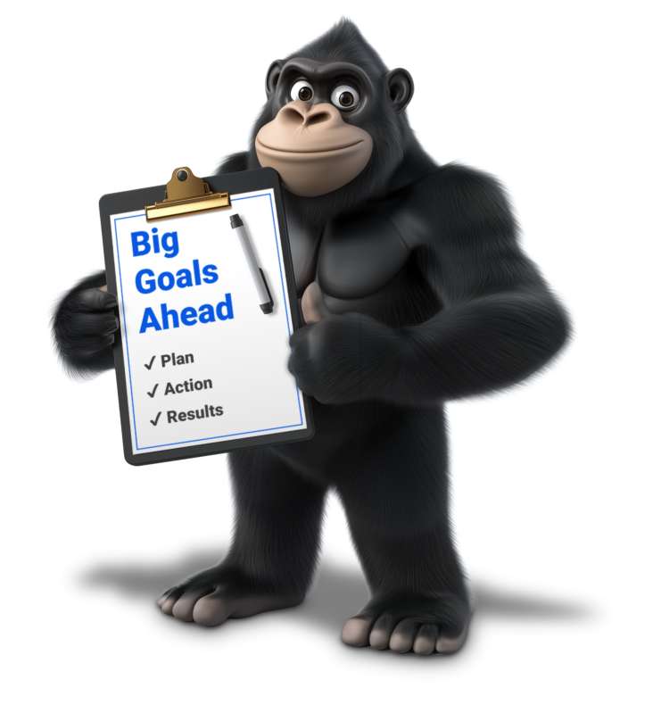 This Presentation Clipart shows a preview of Gorilla Holding Clipboard Clipart - Customizable