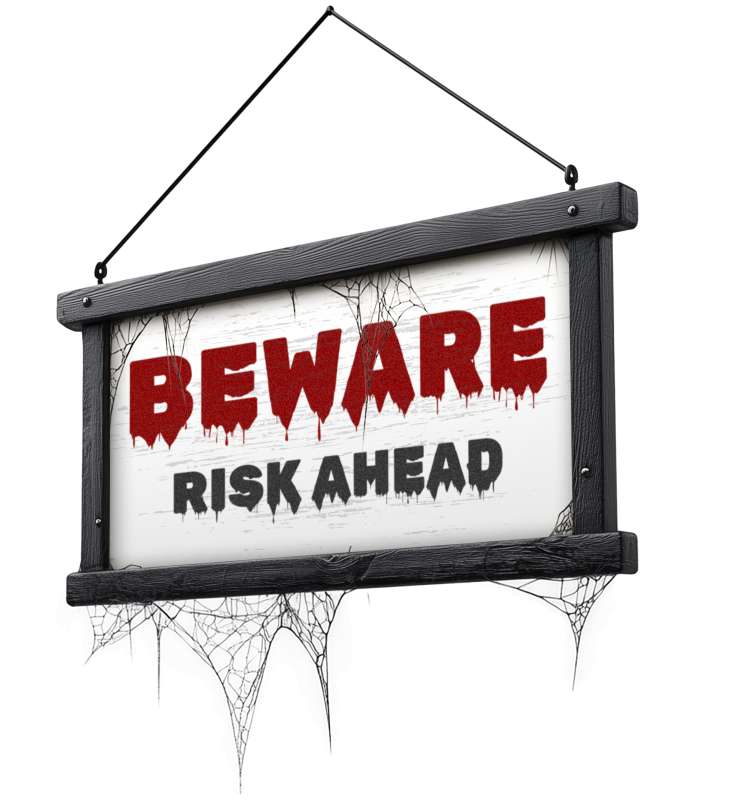 This Presentation Clipart shows a preview of Beware Risk Ahead – Halloween Warning Sign Clipart