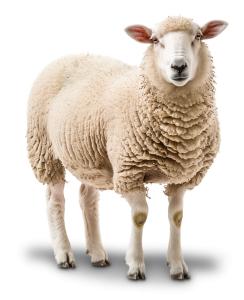 Download a Sheep PNG clipart. A realistic farm animal illustration symbolizing livestock, wool, and sustainable agriculture.