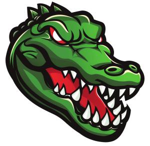 Download fierce alligator mascot clipart symbolizing strength, confidence, and teamwork. Perfect for sports, school branding, and motivational presentations.