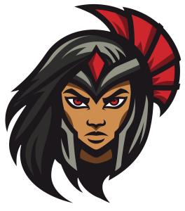 Download fierce woman warrior mascot clipart symbolizing strength, courage, and empowerment. Perfect for sports teams, gaming, and motivational themes.