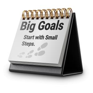 Customizable flip calendar clipart with the message “Big Goals Start with Small Steps.” Perfect for motivation, goal setting, and personal growth slides.s.