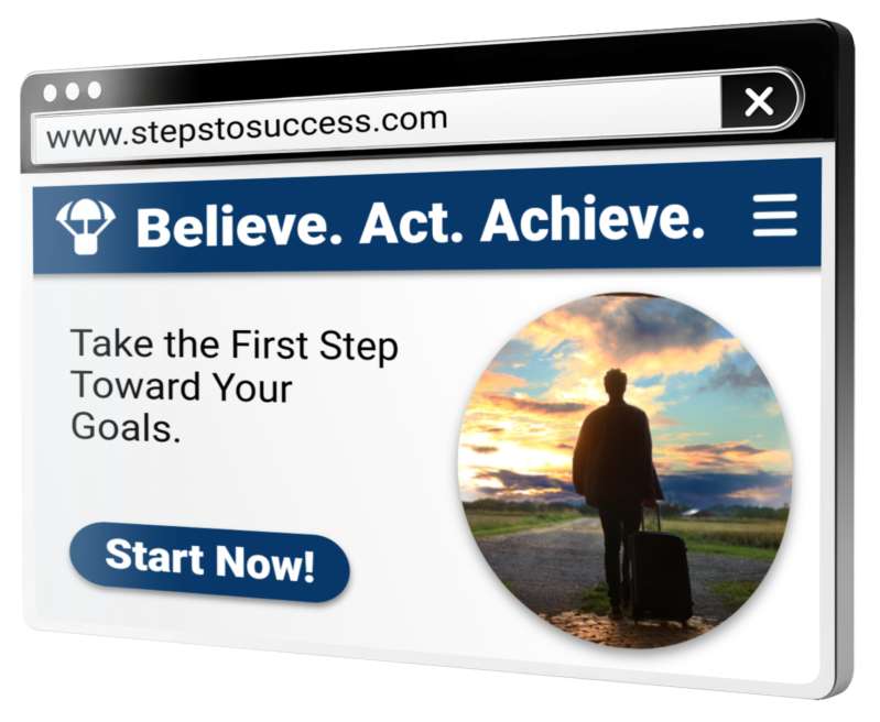 This Presentation Clipart shows a preview of Customizable Browser Motivation Clipart – Believe, Act, Achieve