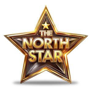 Elegant North Star clipart in gold and black, symbolizing excellence and leadership. Perfect for PowerPoint holiday, motivational, or success presentations.