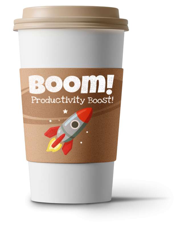 This Presentation Clipart shows a preview of Productivity Boost Coffee Cup Clipart