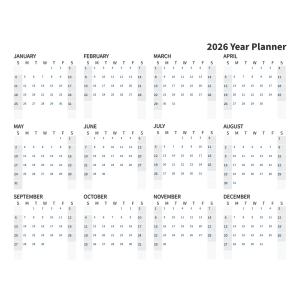 Download this organized 2026 Year Planner presentation clipart to streamline your scheduling and enhance productivity.