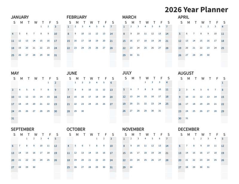 This Presentation Clipart shows a preview of 2026 Year Planner