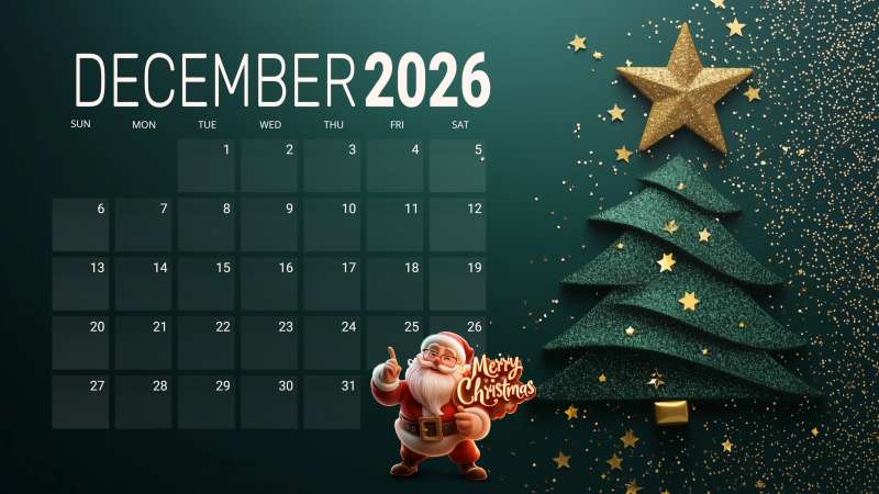 This Presentation Clipart shows a preview of December Christmas Calendar