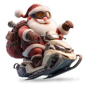 Festive Santa snowmobile clipart perfect for holiday presentations, events, and seasonal slides. Great for PowerPoint and Google Slides.