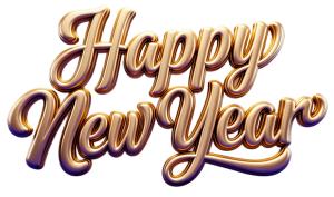 Glossy golden New Year typography clipart for festive slides, invitations, and celebrations. Perfect for PowerPoint and Google Slides.