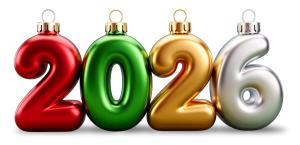 Download this festive 2026 ornaments presentation clipart to celebrate the upcoming year in style.