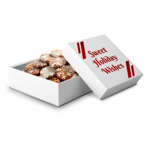 A customizable holiday gift box clipart perfect for festive slides. Edit text and colors to match your message in PowerPoint or Google Slides.