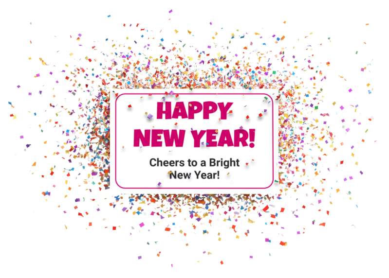 This Presentation Clipart shows a preview of Confetti Happy New Year Sign Clipart