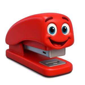 Download this cheerful red stapler presentation clipart to add a playful touch to your slides.