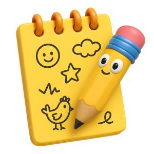 Download this cheerful notepad presentation clipart to inspire creativity in your educational slides.
