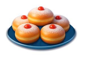 Download this tempting presentation clipart of jelly-filled sufganiyot to sweeten your holiday slides.