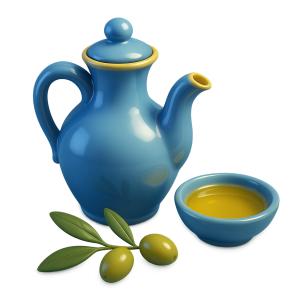 Download this charming ceramic oil jug presentation clipart to enrich culinary-themed slides.