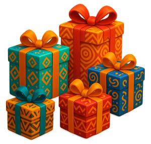 Download this vibrant presentation clipart of colorful gifts to enhance your slides with joy and celebration.